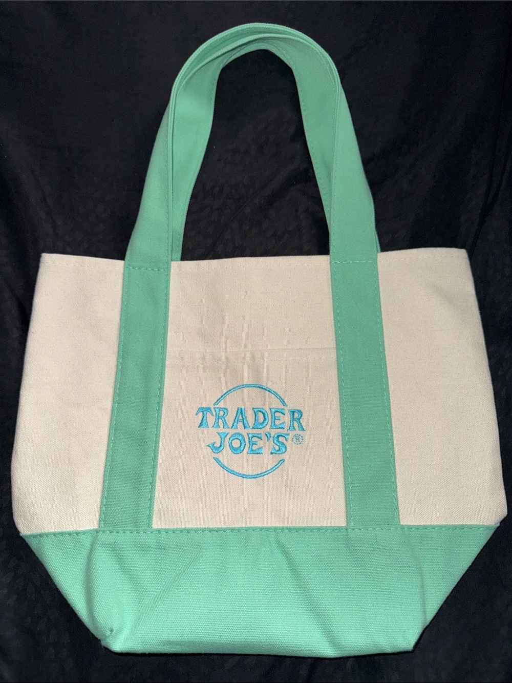 Mint Green & Cream Canvas Tote Bag